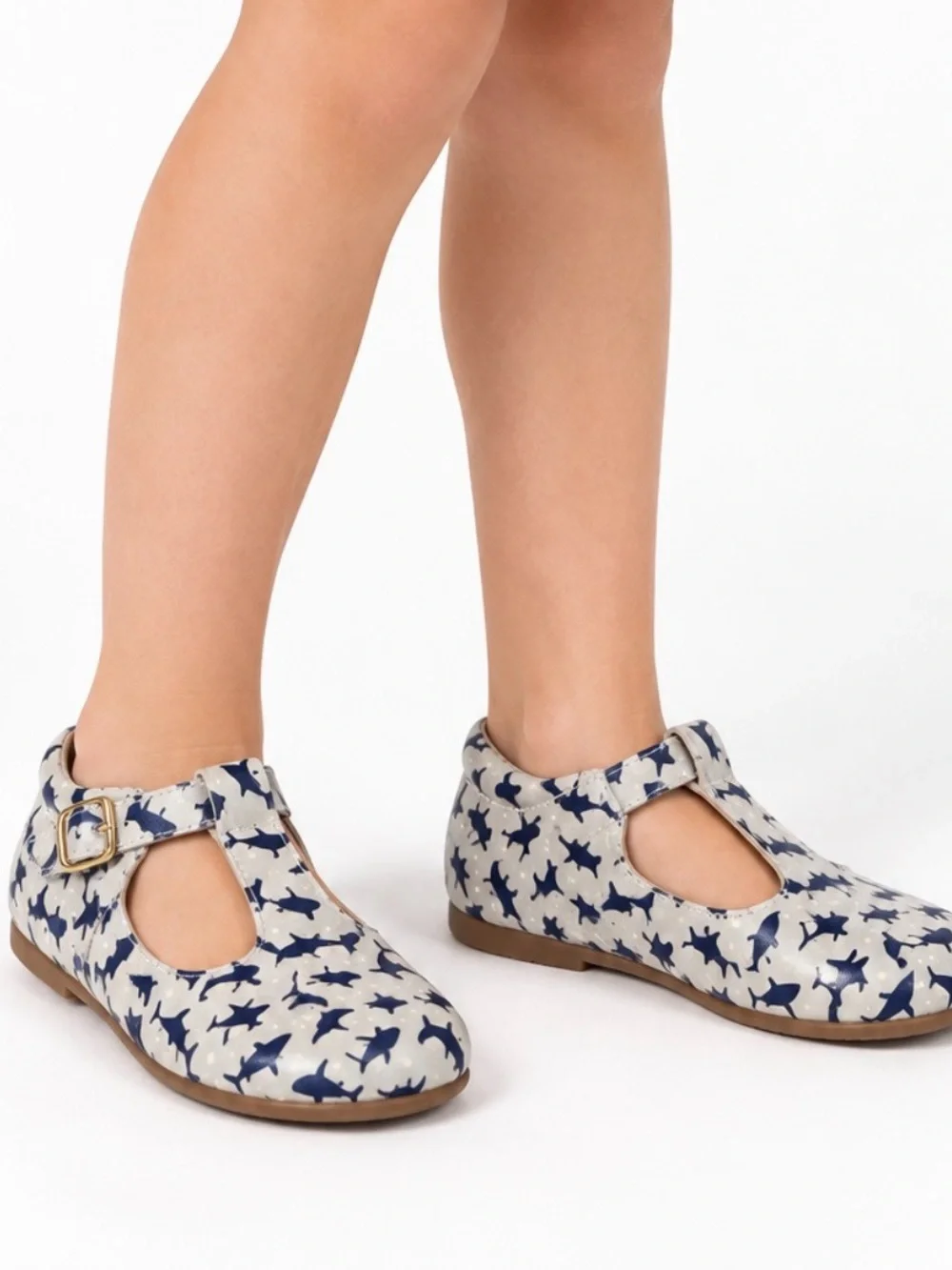 Monkey Feet Navy/White Shark Print T Strap Mary Jane’s WORN ONCE FOR PICTURES